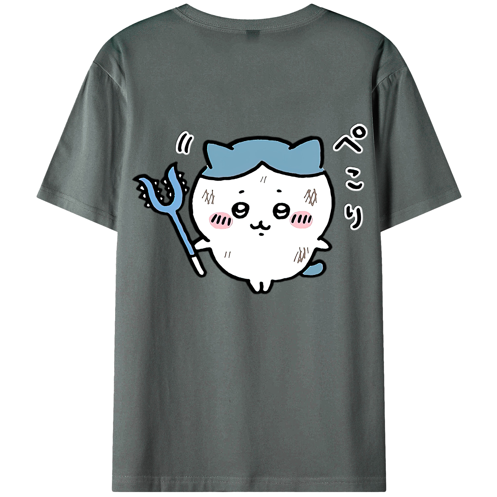 （画像用） ちいかわ ハチワレ Chii-kawa hachiware 綿100％ メンズ半袖Tシャツ（バックプリント） 通気性